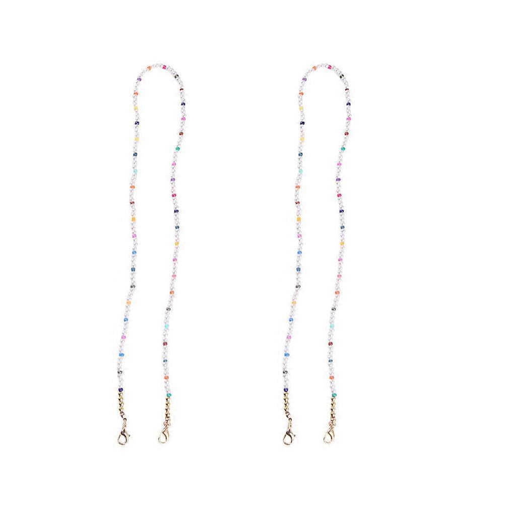 Double Buckle Mask Hanging Chain for Glasses with Beads 4Pcs Set