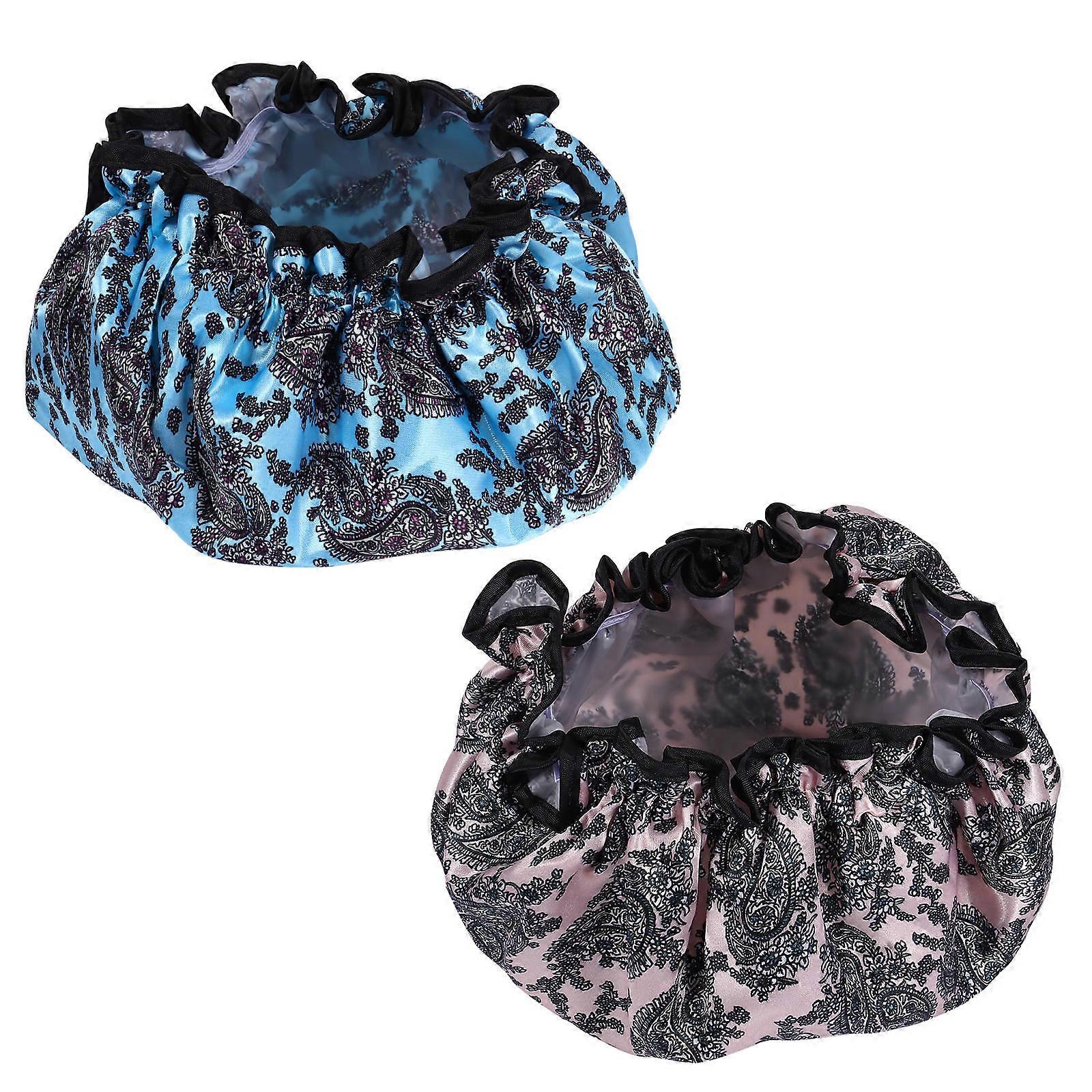 Waterproof Shower Cap Elastic Bath Cap for Women 4Pcs Assorted Color