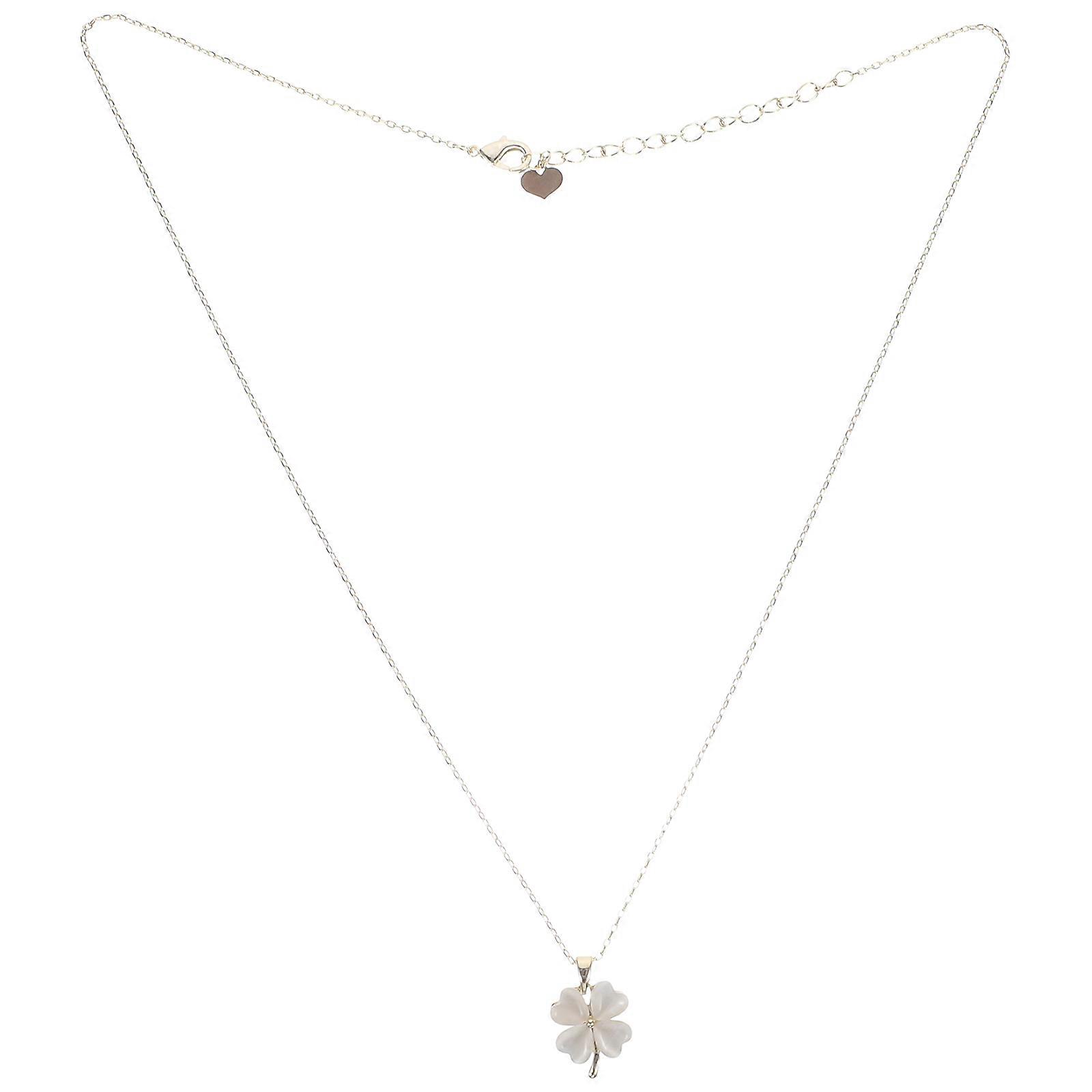 Four-Leaved Clover Necklace For Daily Use Festive Atmosphere White Copper 1Pack