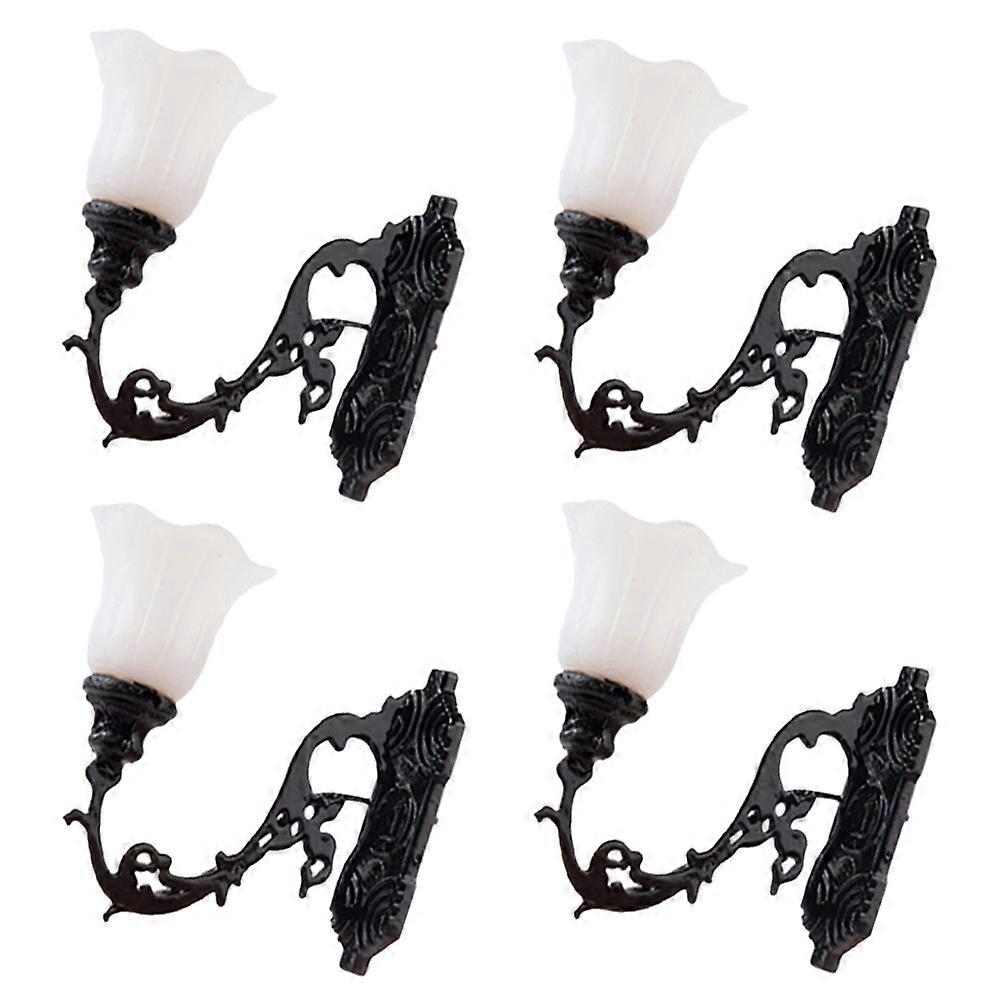 Mini Wall Light for Decor 4Pcs Miniature Lamp Models Creative Black