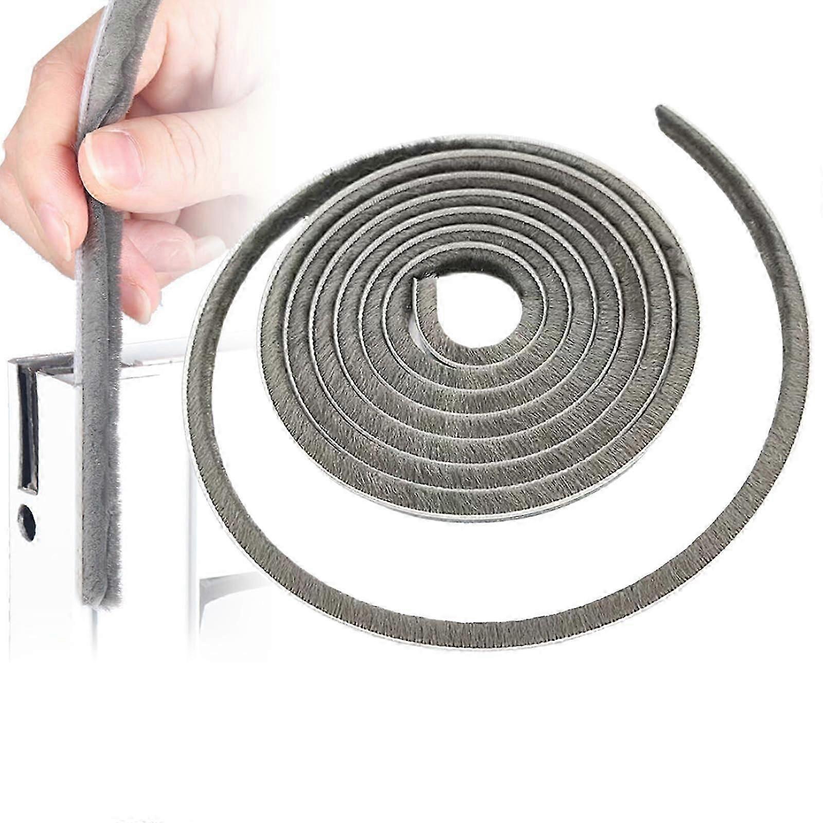 16-Foot Gray Draft-Blocking Brush Strips for Sliding Windows, Weatherproof, Insulation, Easy Install