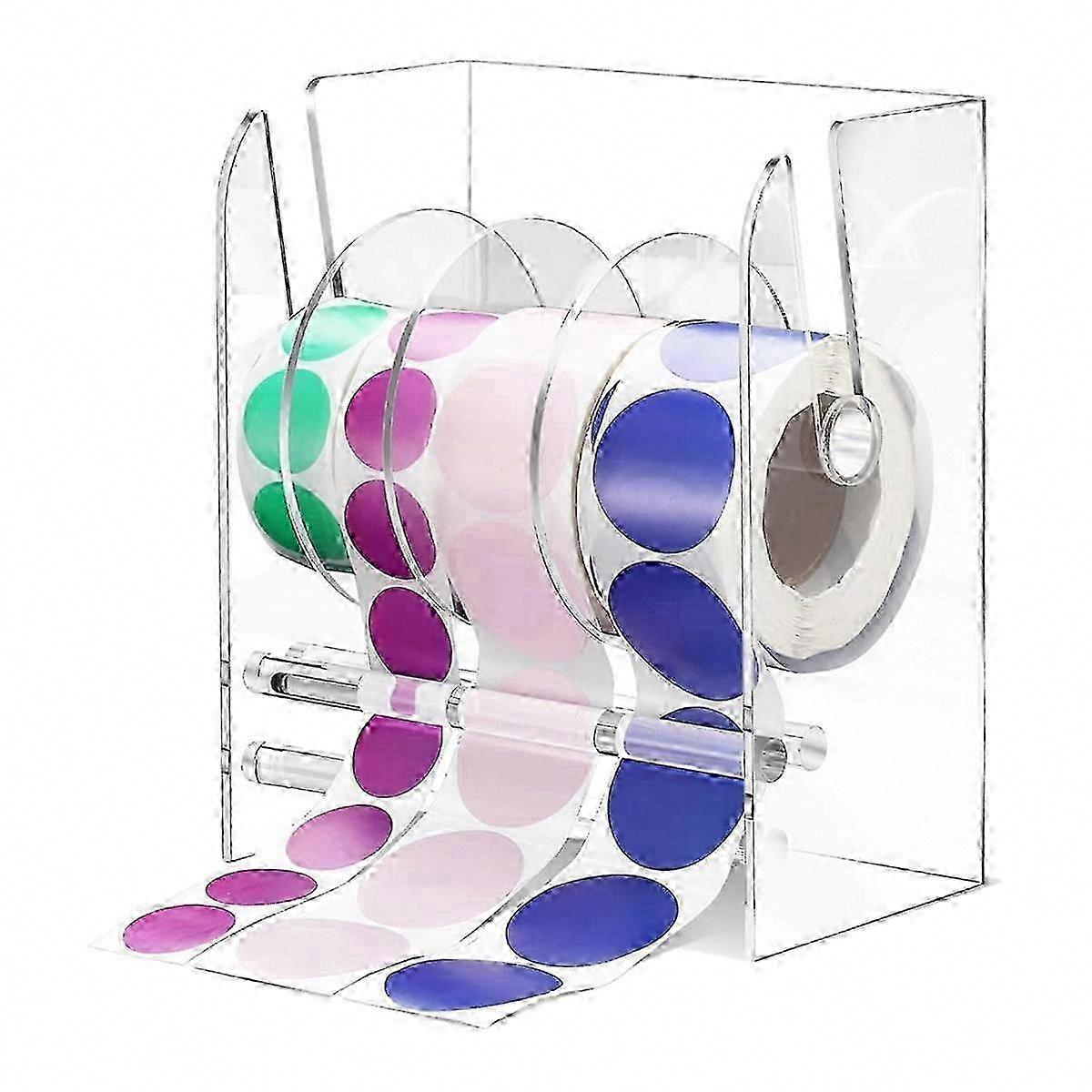 Adjustable Acrylic Label Dispenser for Clear Sticker Rolls with 4 Disks