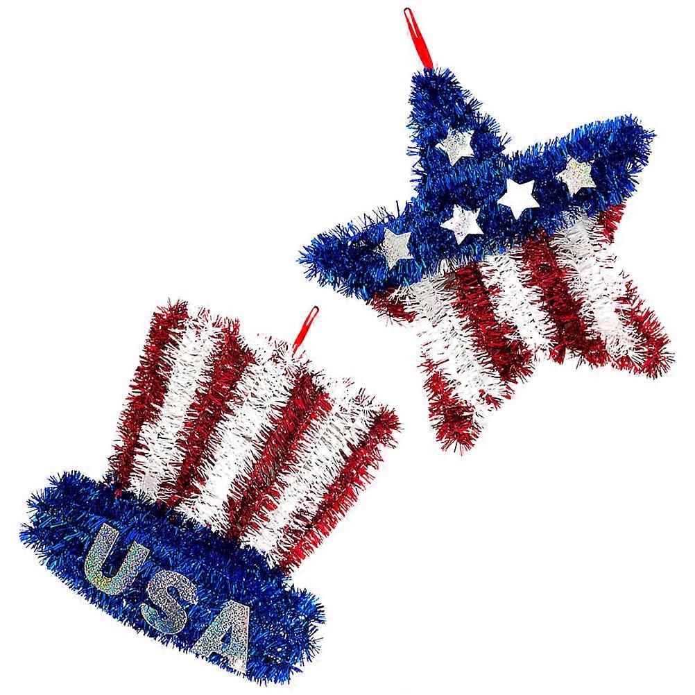 Assorted Color Patriotic Wreath for Wall Hanging Decoration 10Pcs Set