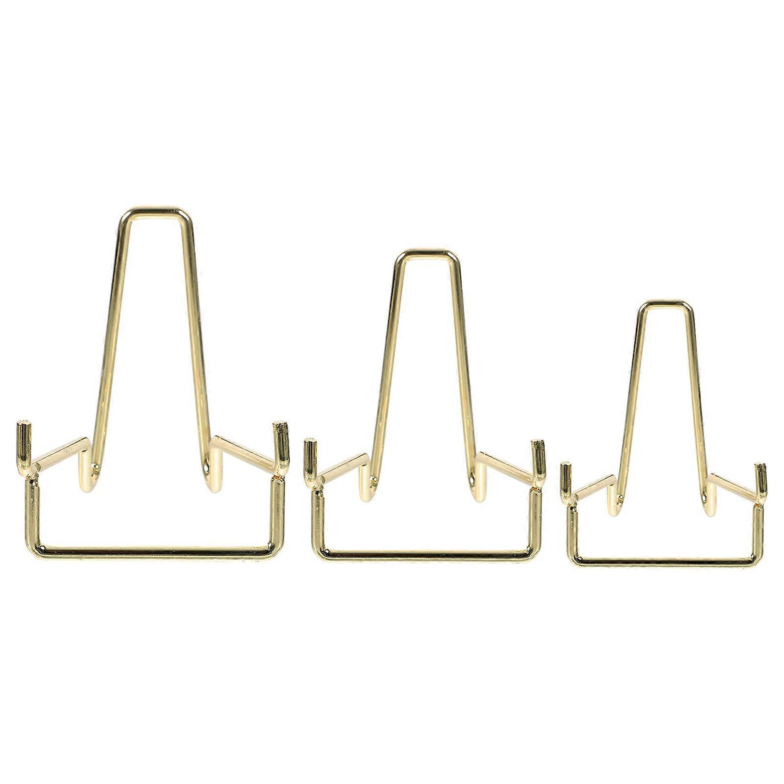 3Pcs Crystal Display Stand Metal Easel for Storage Golden Rock Holder