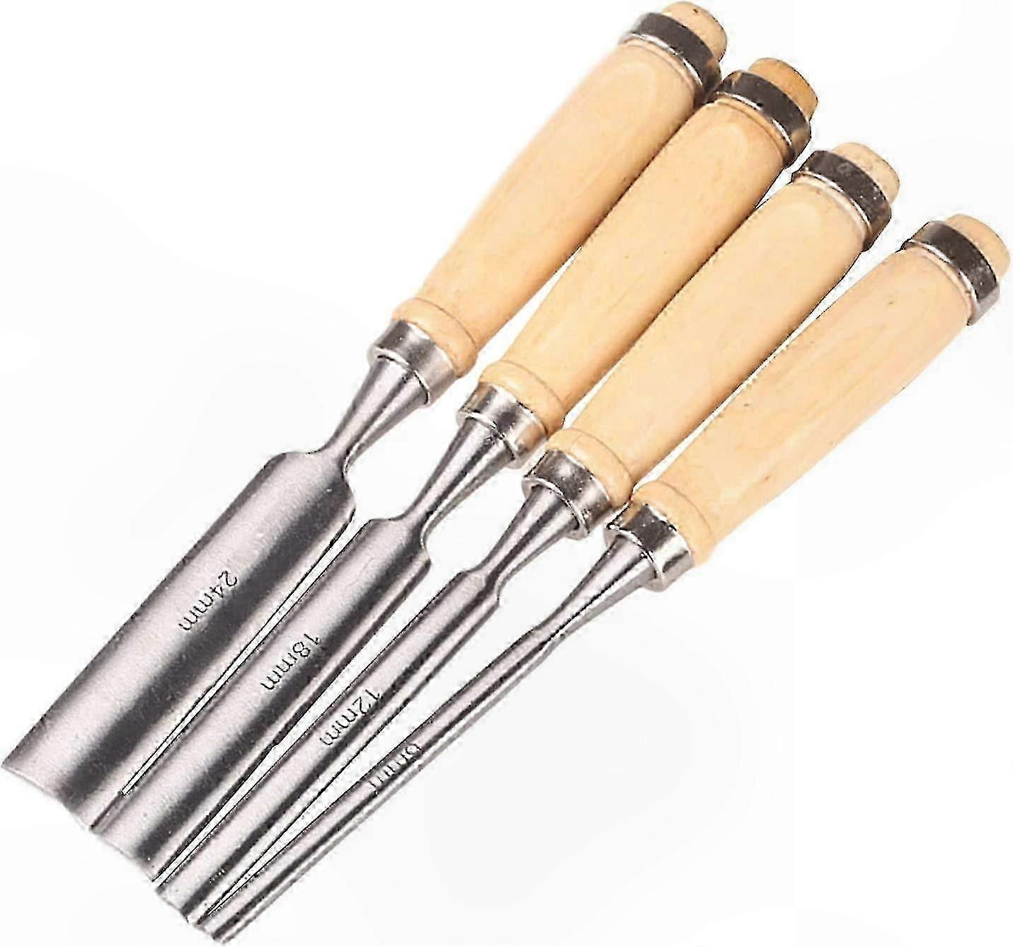 Ensemble de 4 gouges à graver sur bois pour menuiserie et mortaise, 24 mm/18 mm/12 mm/6 mm