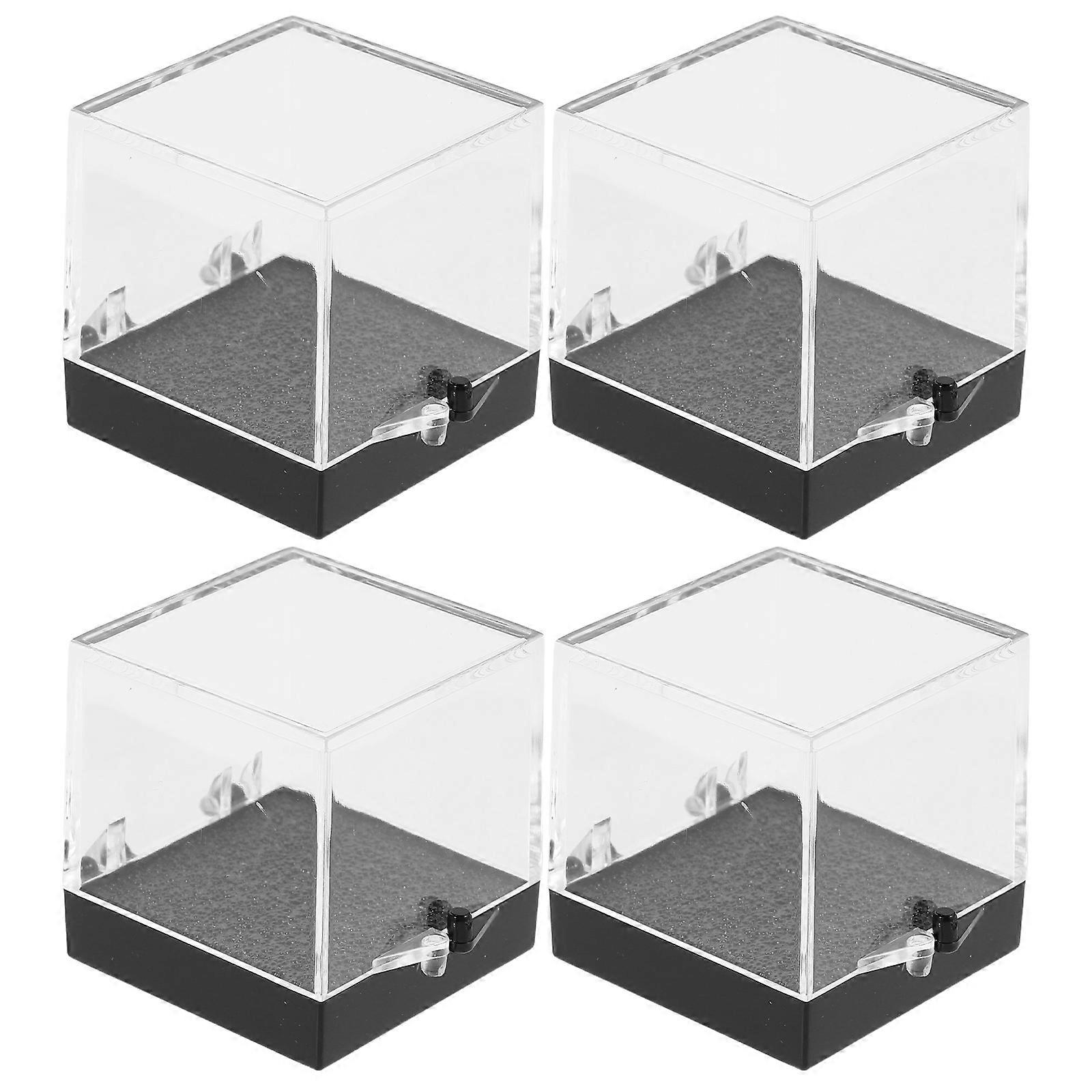 Rock Collection Box Square Transparent Display Case for Jewelry 8Pcs