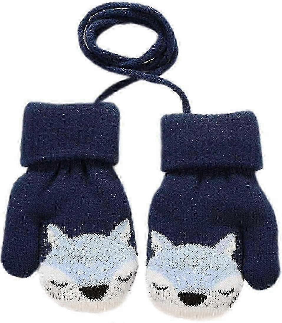 قفازات سحرية متماسكة دافئة للأطفال في الهواء الطلق مناسبة لعمر 1-3 سنوات (أزرق داكن)