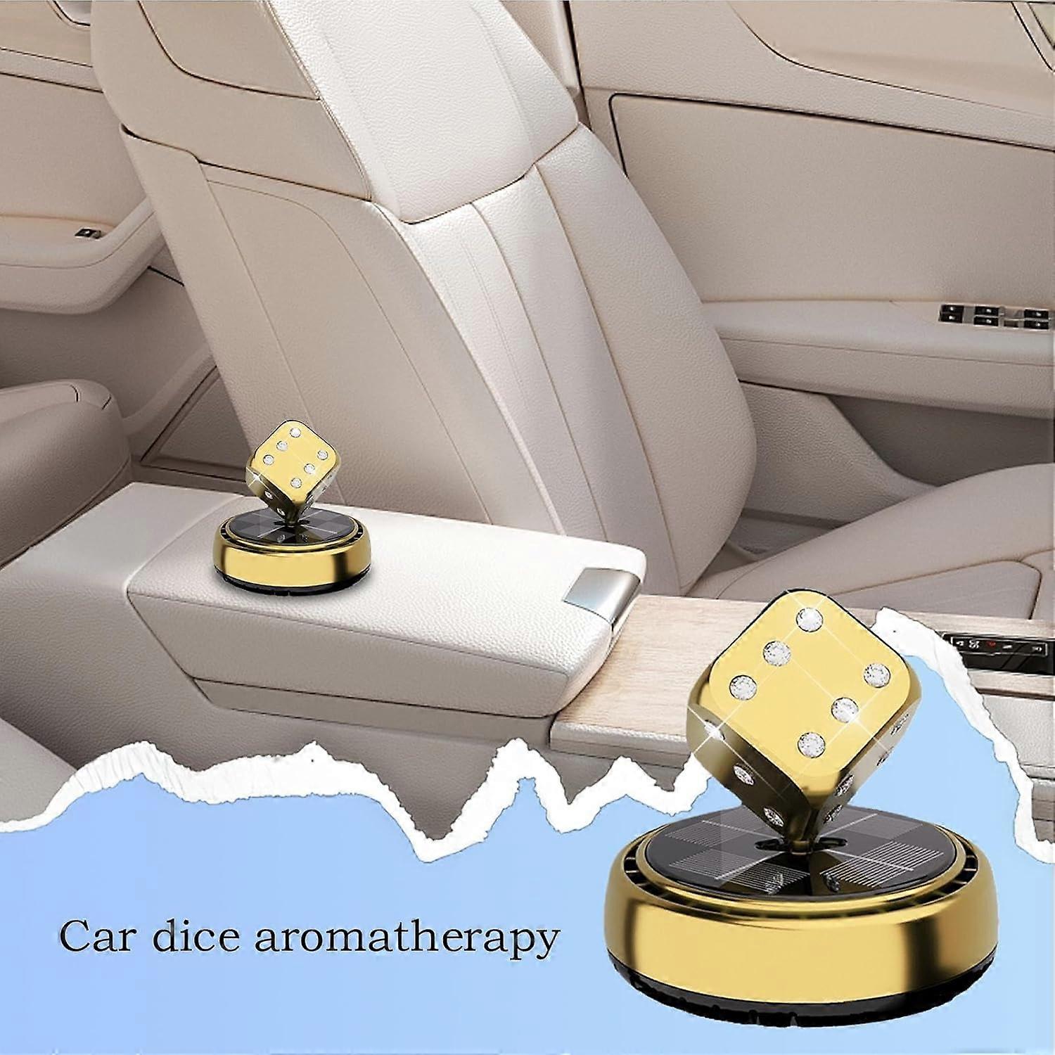 Car Air Freshener Diffuser Solar Powered Dashboard Dice Shape Gold 1 Count Vehicle Compatibility Truck Minivan Sedan