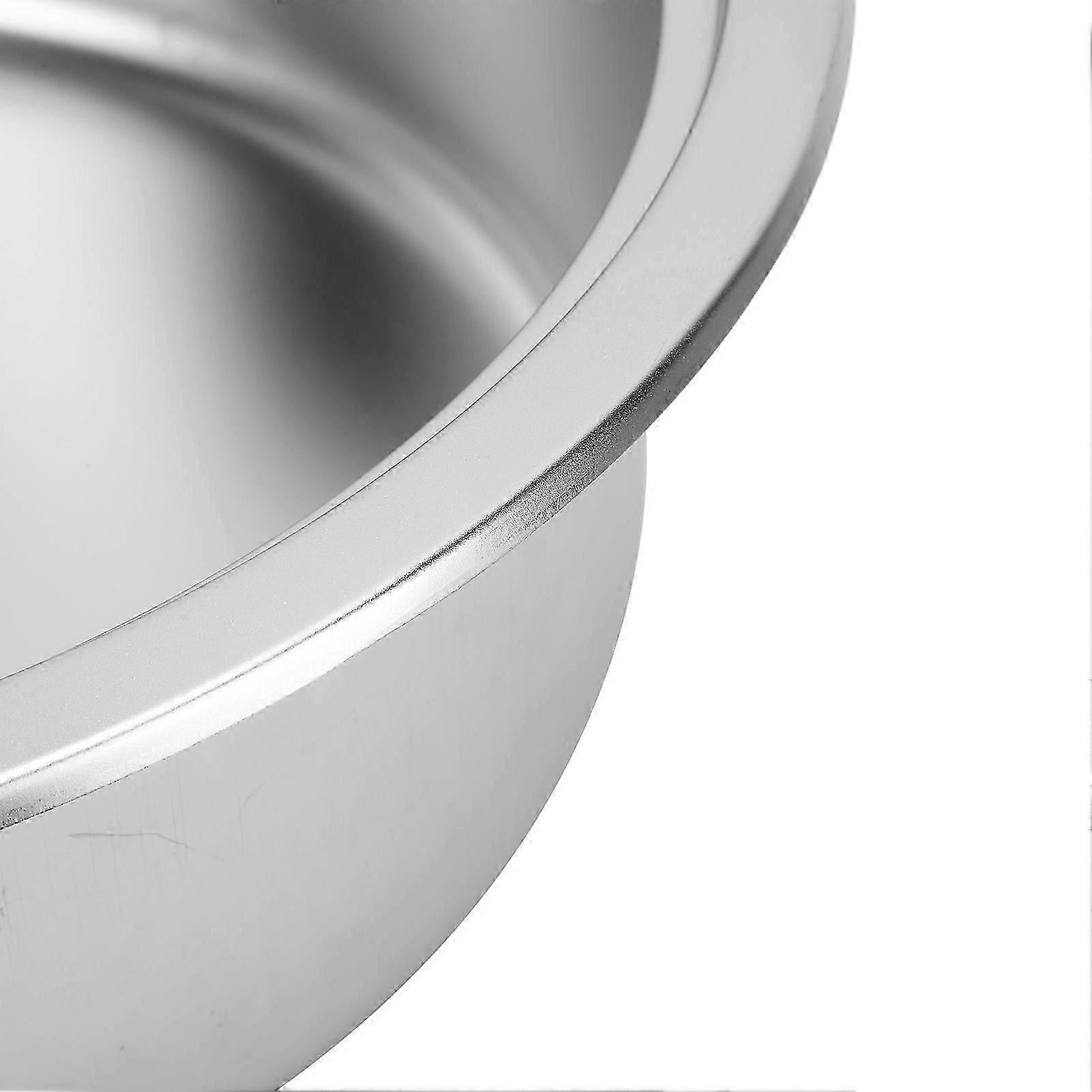 RVラウンドシンク304ステンレス鋼14.17x5.12inキッチンバーベイスンシンク、ボートヨットキャラバン用40mmドレンアウトレット付き