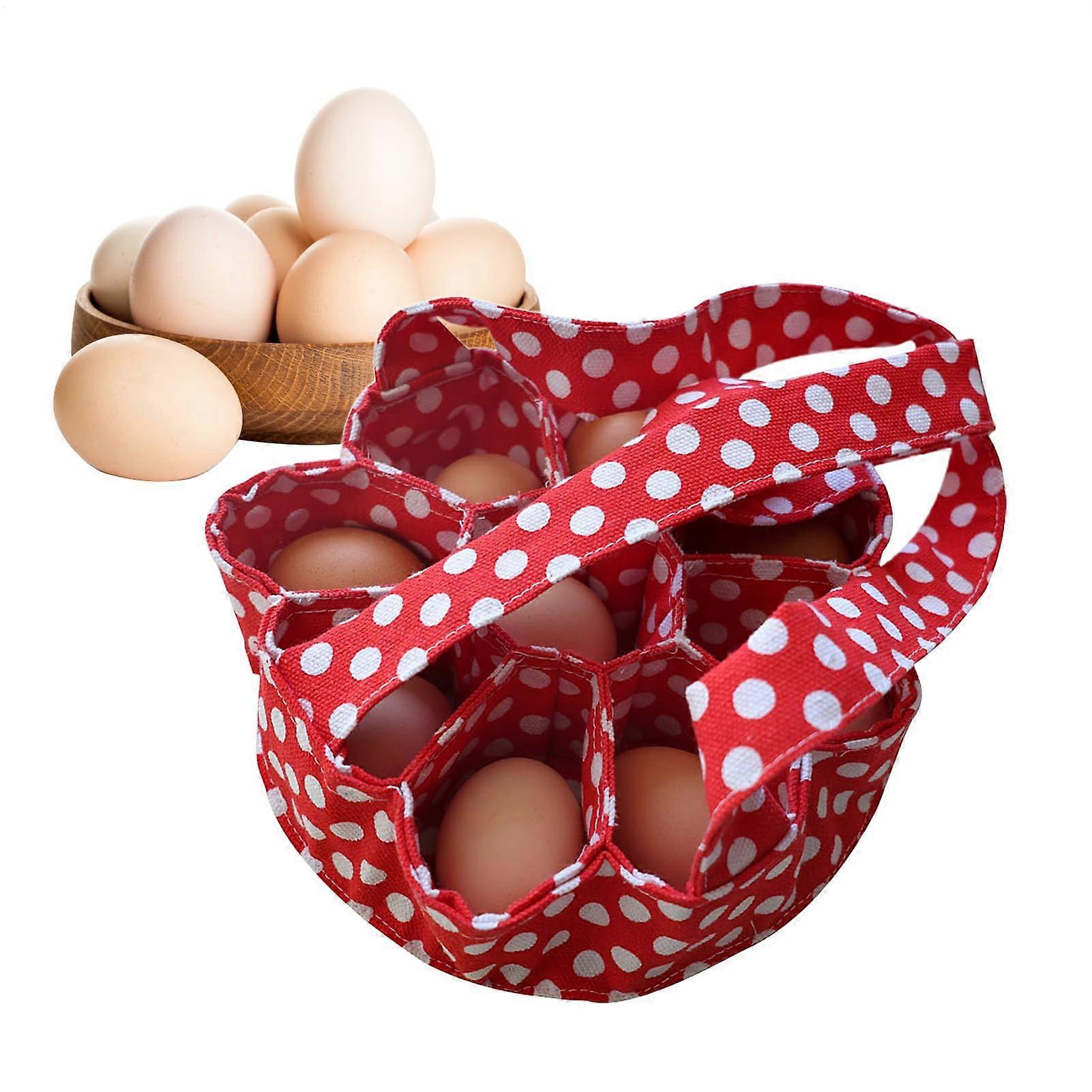 Egg Basket for Fresh Eggs 9Pouch Portable Egg Collector Bag for Chicken and Duck Eggs Egg Storage Organizer Red
