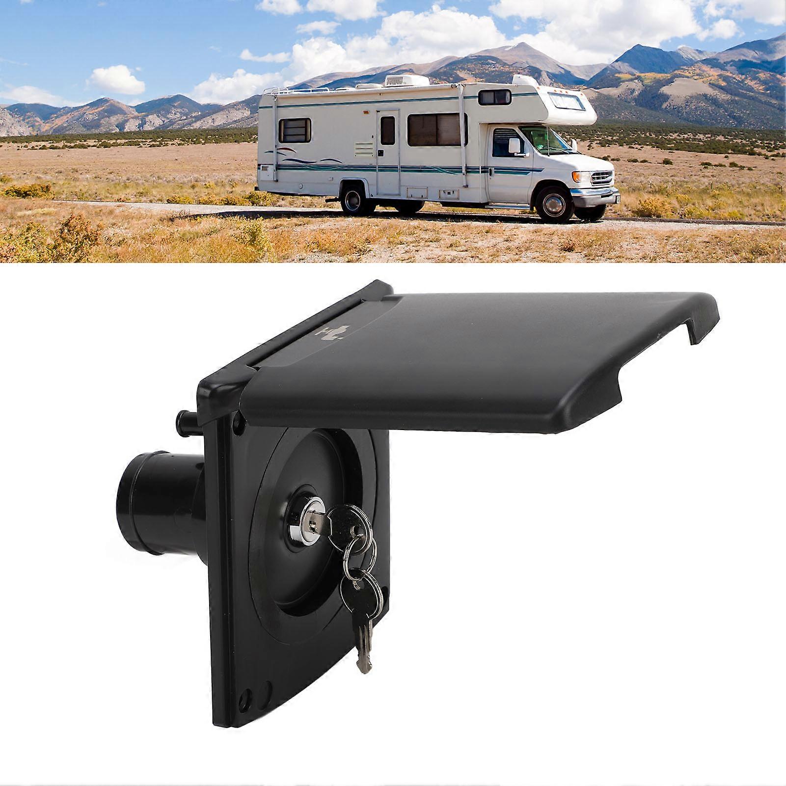 RV Water Fill Hatch with Magnetic Lid and Lock Dustproof ABS Square Trailer Water Fill Hatch Inlet for Motorhome Boat 