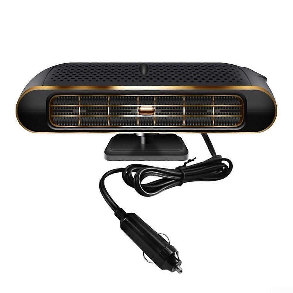 Vehicle Windshield Heater 12V 120W Defrost Fan With Heating And Automatic Cutoff For Safe Operation On Road Black Gold