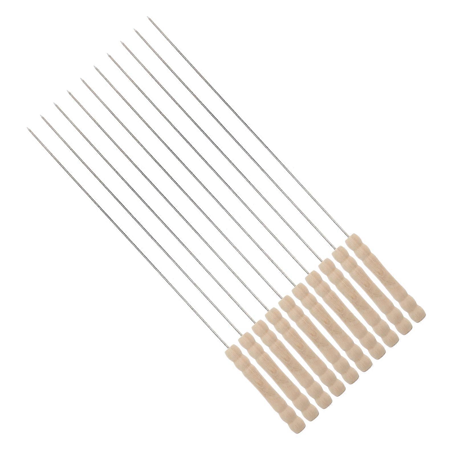 10Pcs Round BBQ Barbecue Kabob Skewers Sticks for Meat Shrimp Chicken Vegetable