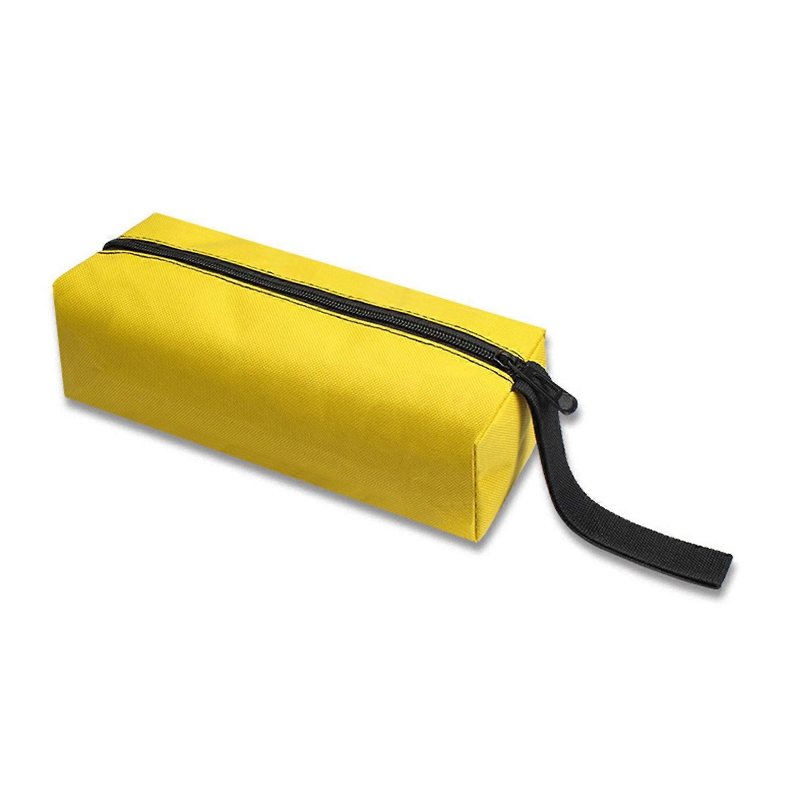 Bolsa de armazenamento de mini ferramentas resistente e impermeável com fecho de zíper seguro para projetos de bricolagem e reparos externos. Amarela.