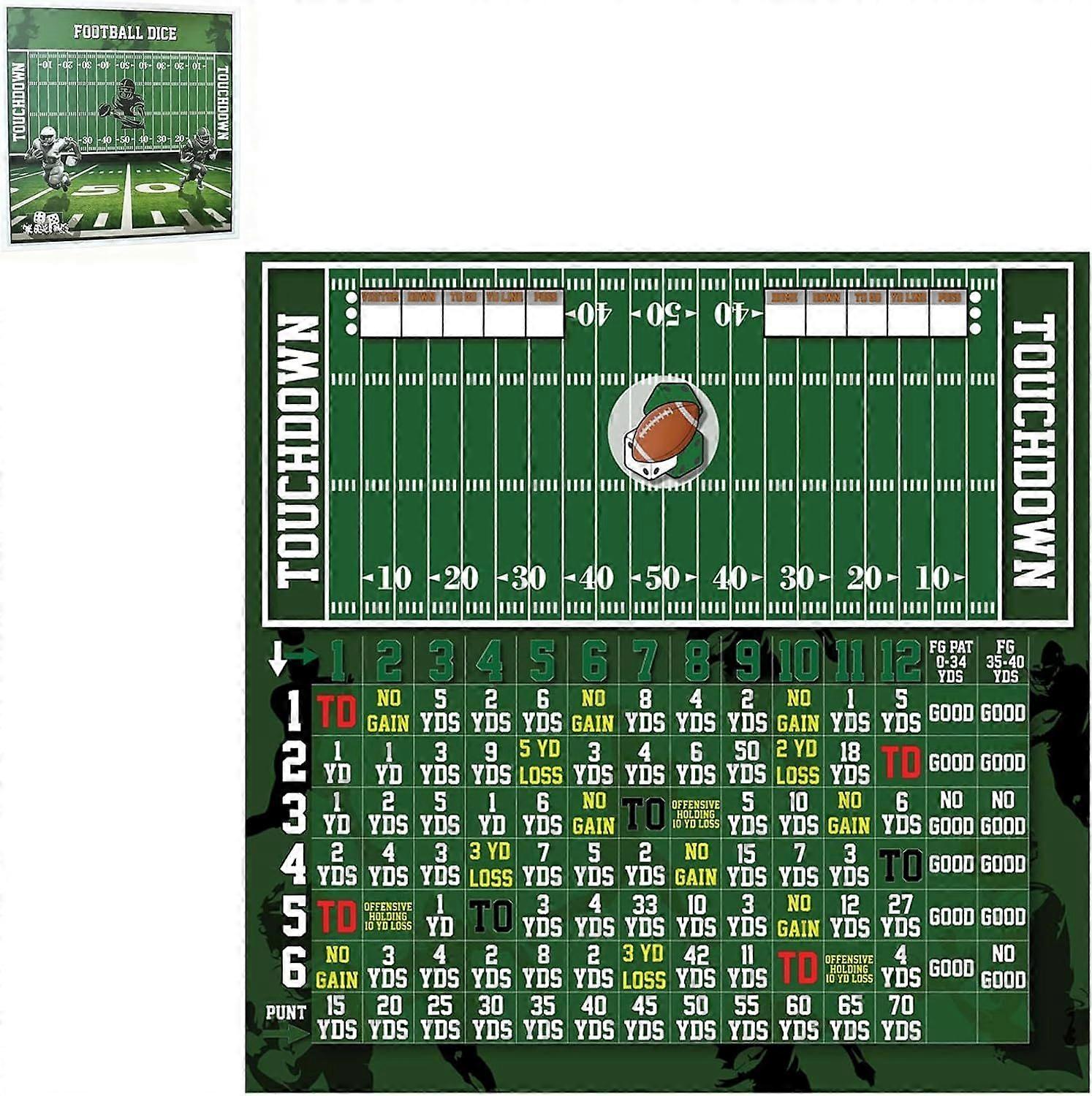Football Dice Game,Fun Wooden Tabletop Board Game for Family Game Night, Icebreaker, and Parties,Travel Knuckle Touchdown Toy with 3 Dice, for Ages 8 