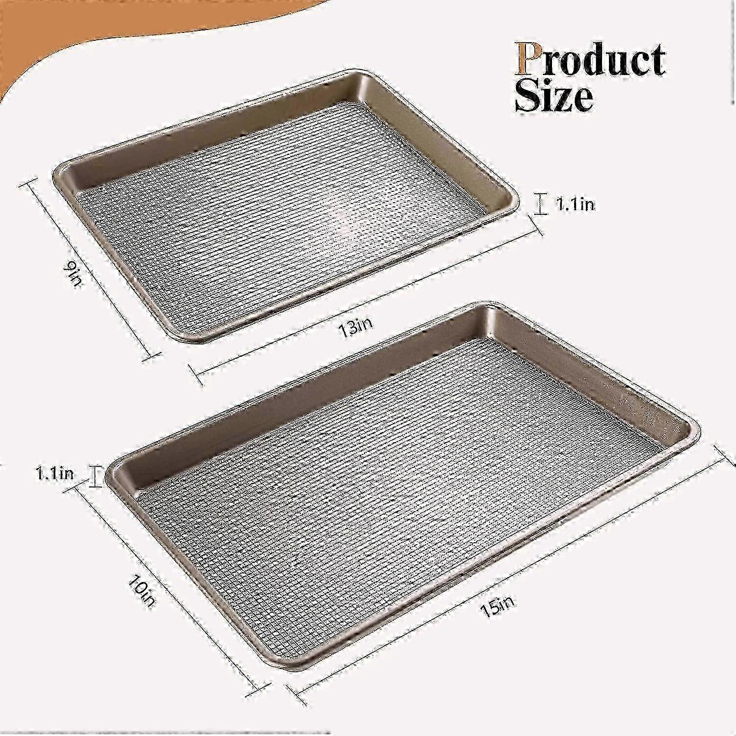 2 Parçalı Yapışmaz Dokulu Fırın Tepsisi Seti (9x13 inç ve 10x15 inç) - Kurabiyeler, Kekler ve Kekler için Mükemmel - Dayanıklı ve Temizlemesi Kolay