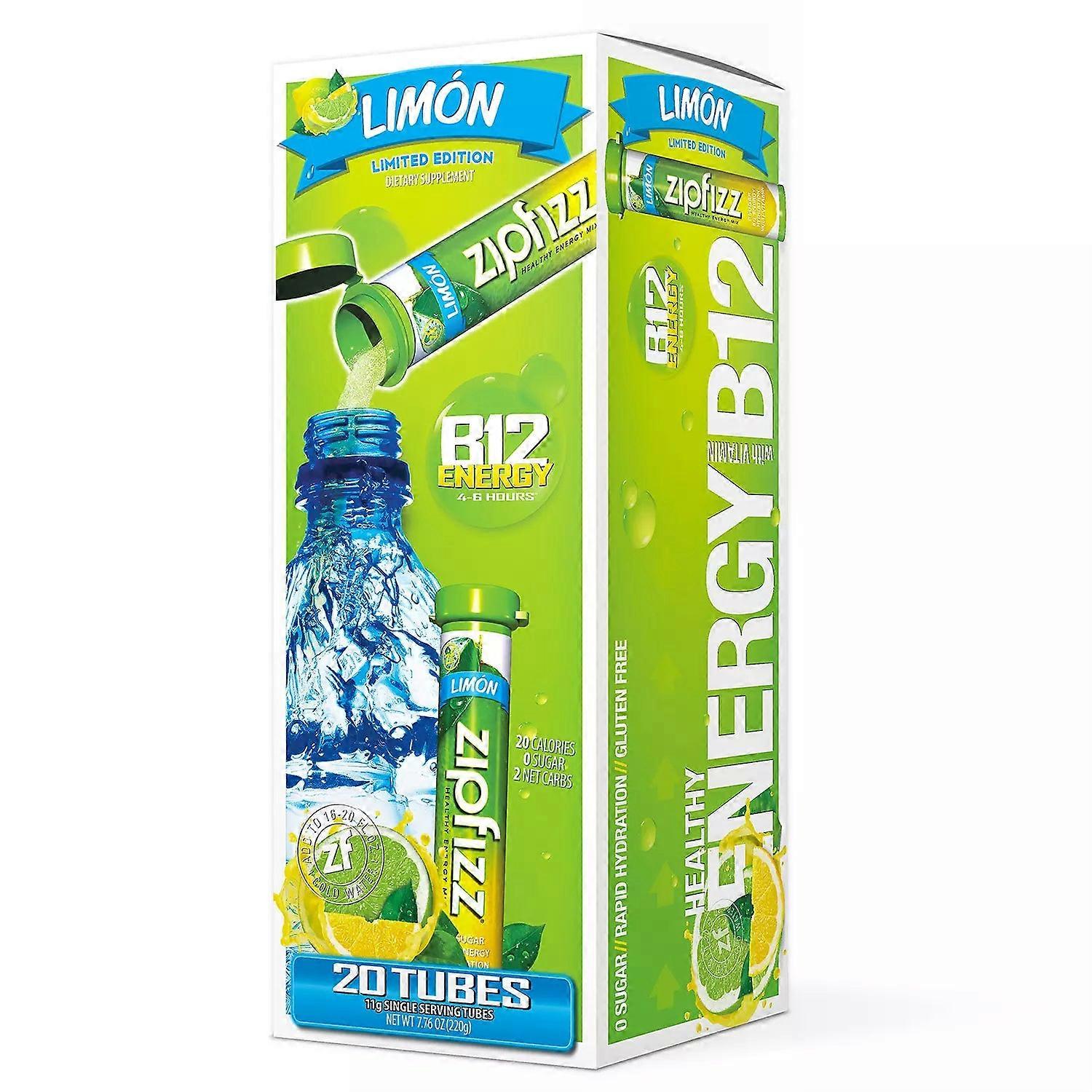 Zipfizz Energy Drink Mix, Limon, 20 Ea