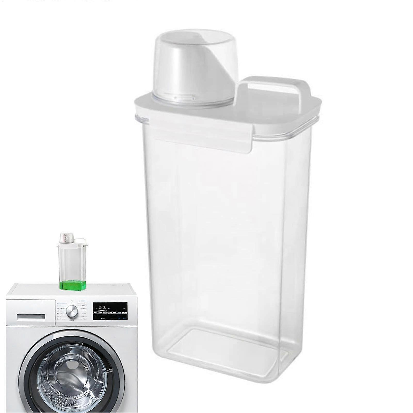 Home Proof Bottle - Liquid Detergent Dispenser with Measuring Cup, Transparent Moisture Resistant Container for Flour