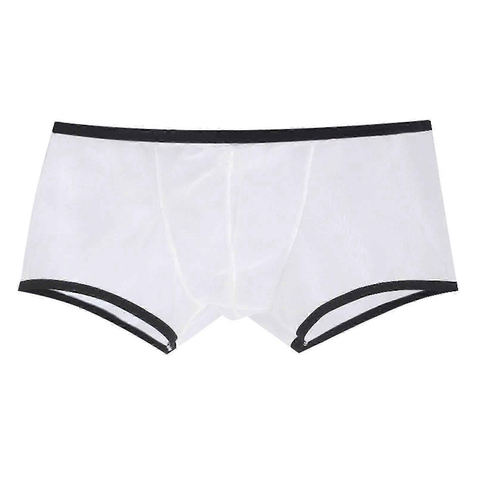 Fianao Men Panties U Convex Color Matching Stretchy Low Waist Mesh See Through Underpants Underwear