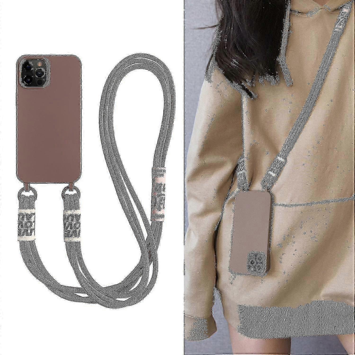 Simple Silicone Shockproof Phone Case Compatible With Iphone 12/13 Series With Crossbody Drawstring