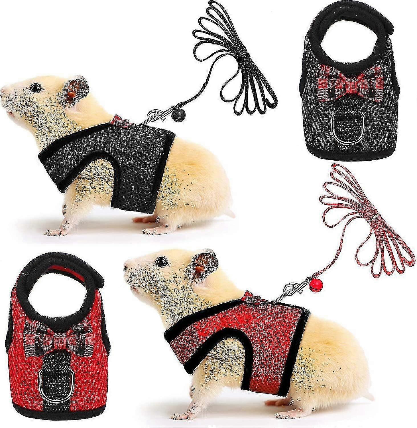 2 قطعة غينيا خنزير الملابس لينة شبكة غينيا خنزير تسخير مع جرس آمن، طفل النمس تسخير والمقود مجموعة للهامستر، النمس الطفل، الجرذان، خنزير غينيا