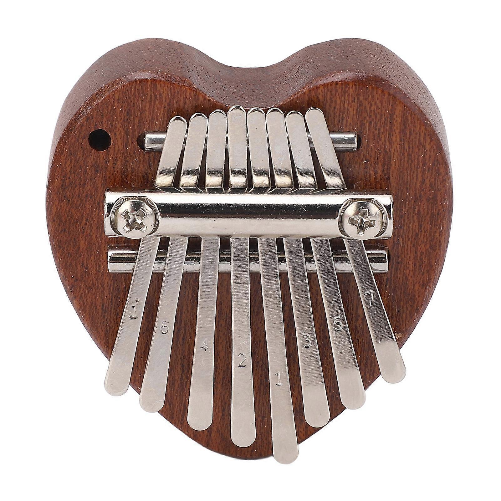Mini Kalimba 8 Keys Clear and Pleasant Sound Easy to Play Portable Thumb Piano with Hanging Rope XA65 Heart Shape