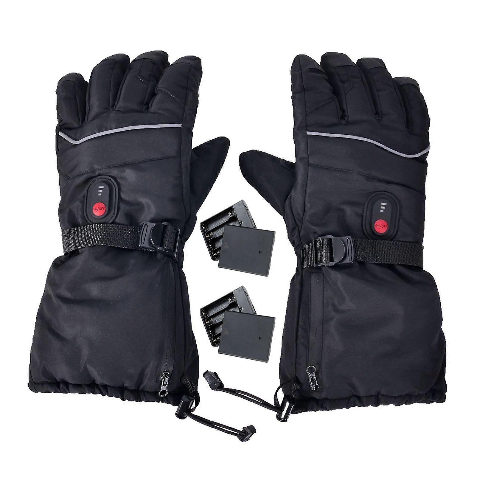 1 Pair Electric Heating Gloves with Battery Box USB Interface Rechargeable Battery Powered 3 Levels Temperature Adjustment Windproof Waterproof Therma