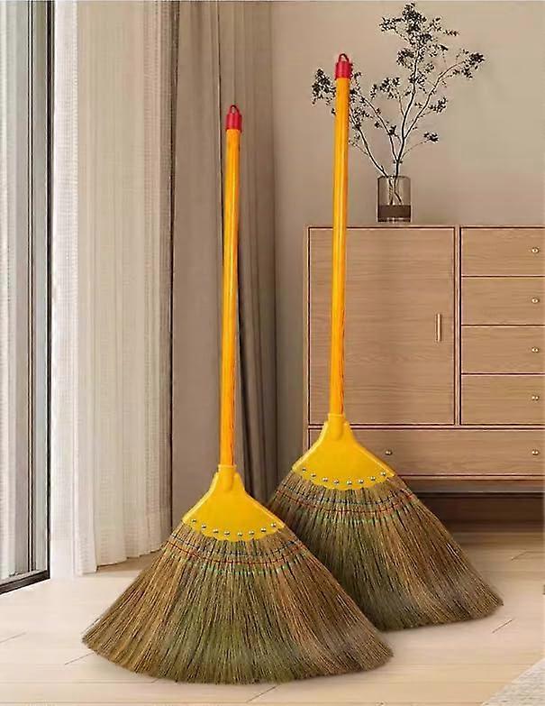 Broom with Soft Anti‑Static Bristles for Indoor and Yard Cleaning, Thickened Natural Straw