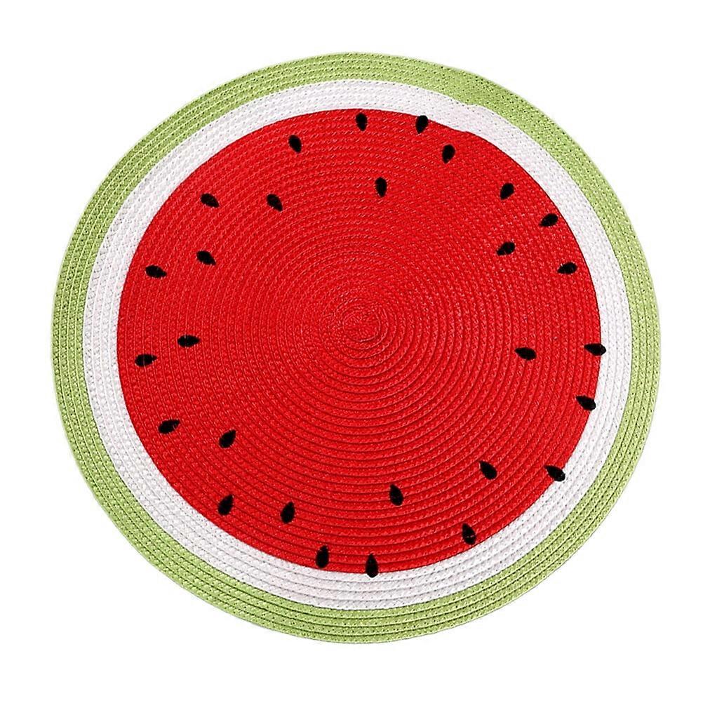 1Pc Table Placemats Heat Insulation Coaster Round Shaped Placemat Anti-slip Table Mat Table Decoration (Watermelon Pattern)