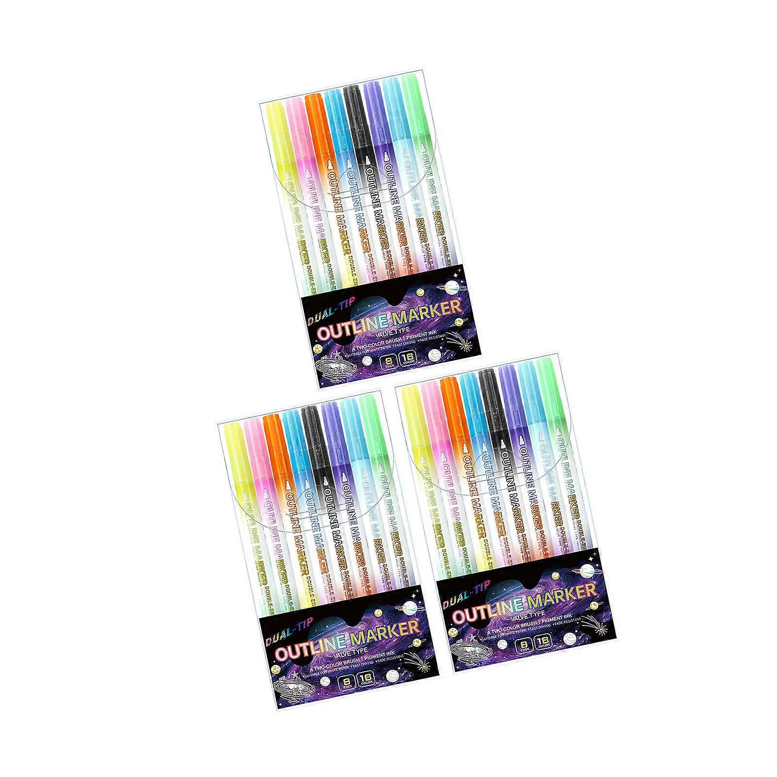 Reversible Glitter Gel Markers 0.7mm Precise Tip Double Color Writing Comfortable Non Slip Grip For Schoolwork Crafting Multicolor