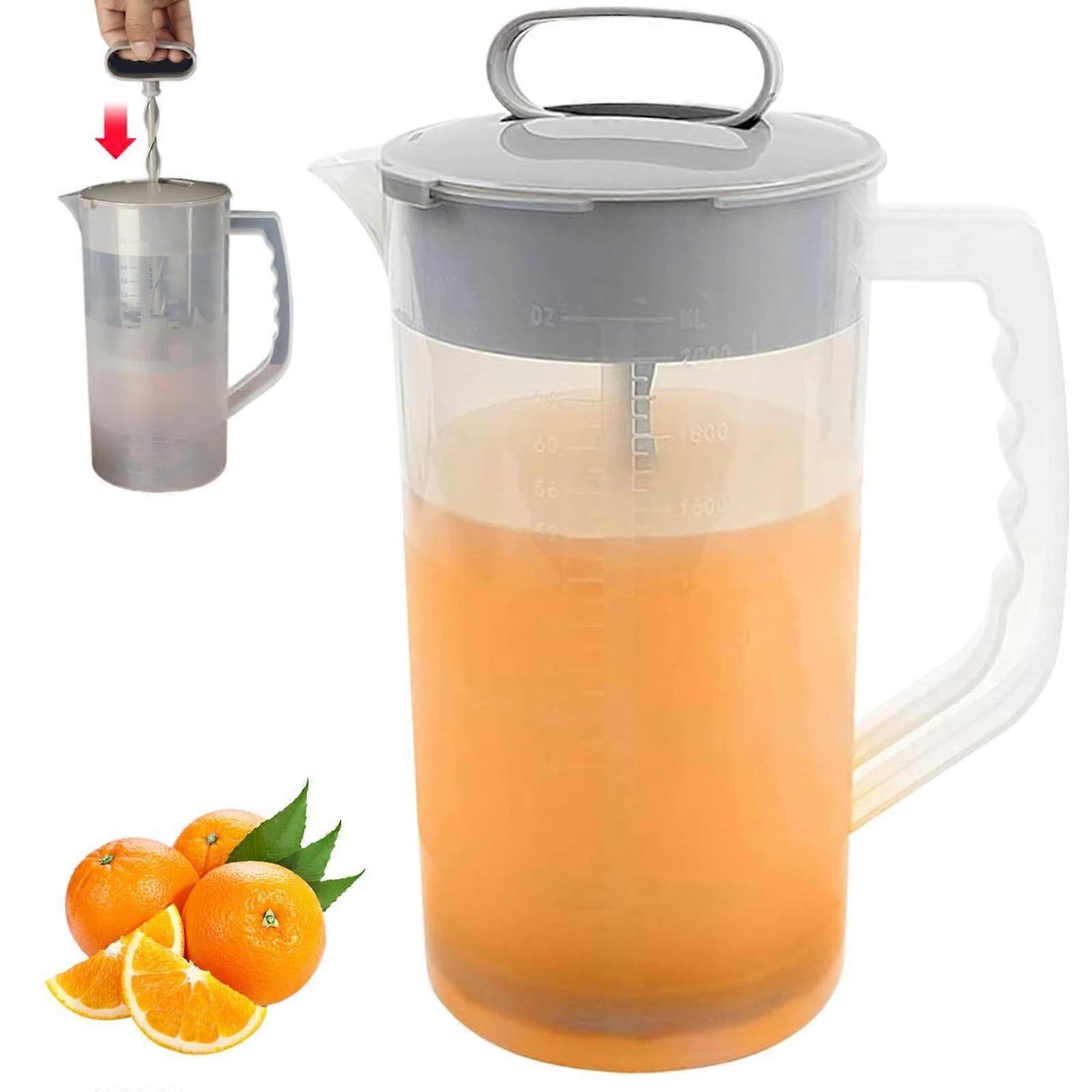 Clearance Storage Rack Juice Mixing Tank 68 Oz Plastic Pitcher with Lid, Plunger & Handle - Compatible with Fridge, Tea Jug