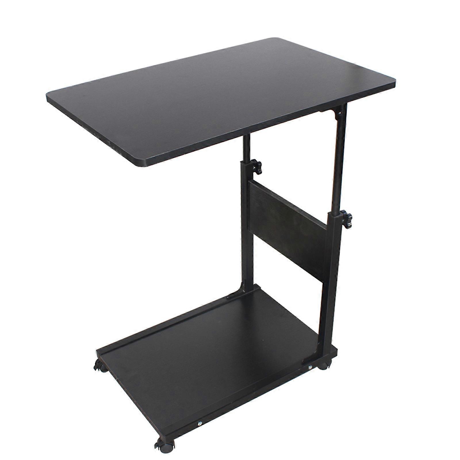 2-tier Mobile Desk Adjustable Overbed Bedside Table Desk with Universal Wheels