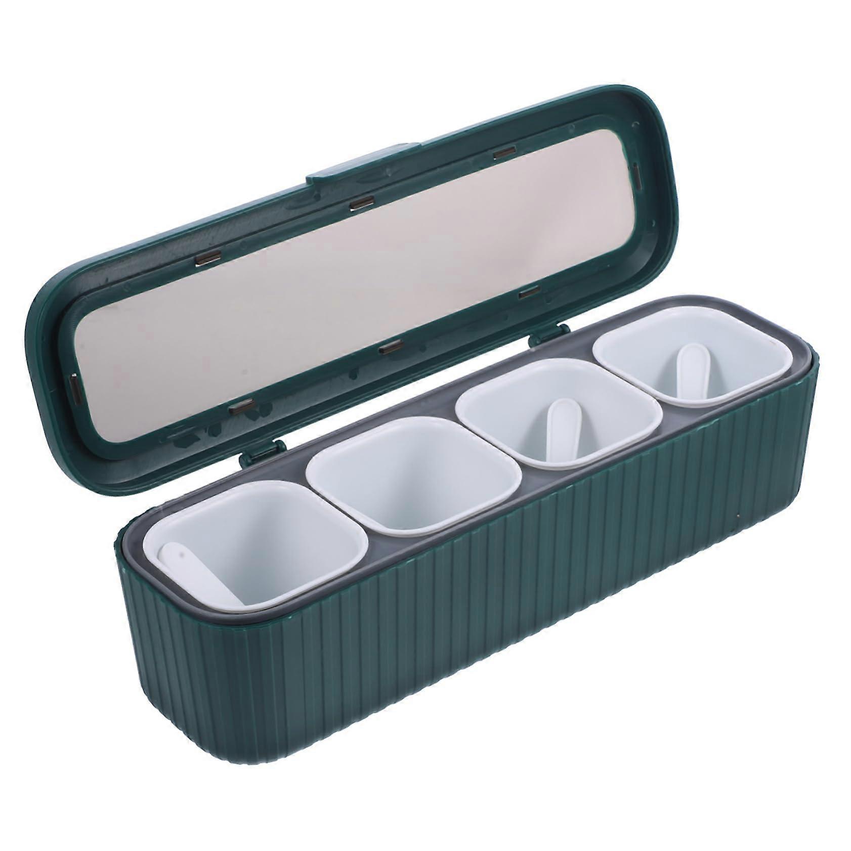 Spice Rack Organizer Dark Green PP Plastic Kitchen Seasoning Container with Lids for Home