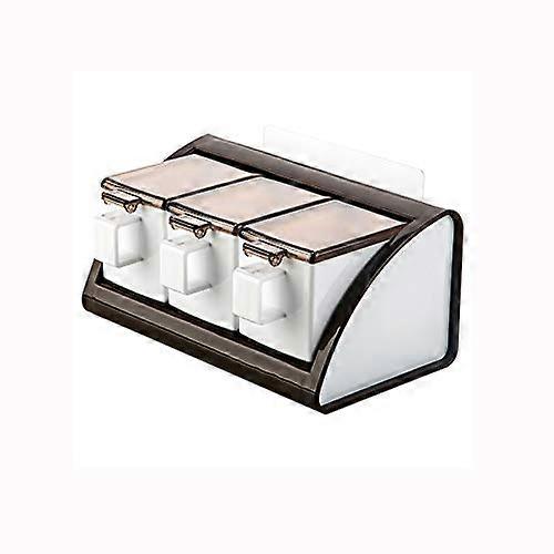 Wall Mounted Spice Rack with OneHand Push Lid Seasoning Box for Kitchen Countertop Storage