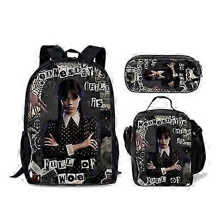 17-inch student backpack set 3D digital printing backpack three-piece set