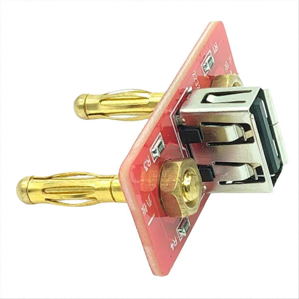 USB A Port with 19.05mm Distance Banana Plug DC Power Supply to USB 5V Output Plug Phone Charging Current Testing Tool