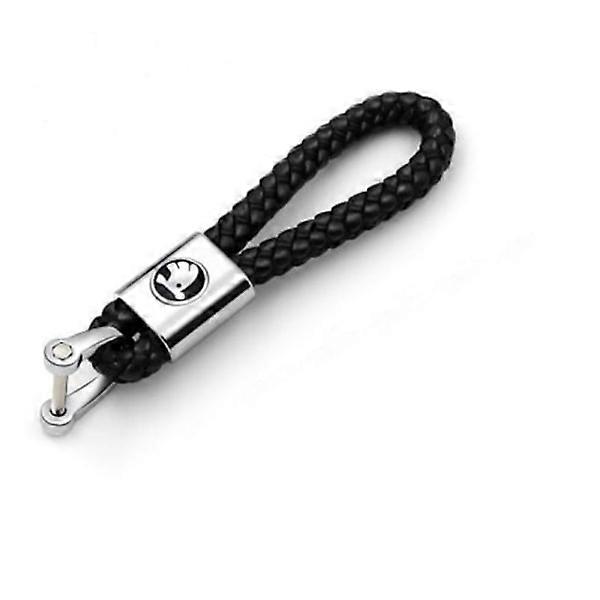 Skoda Flettet læder nøglering Sort one size