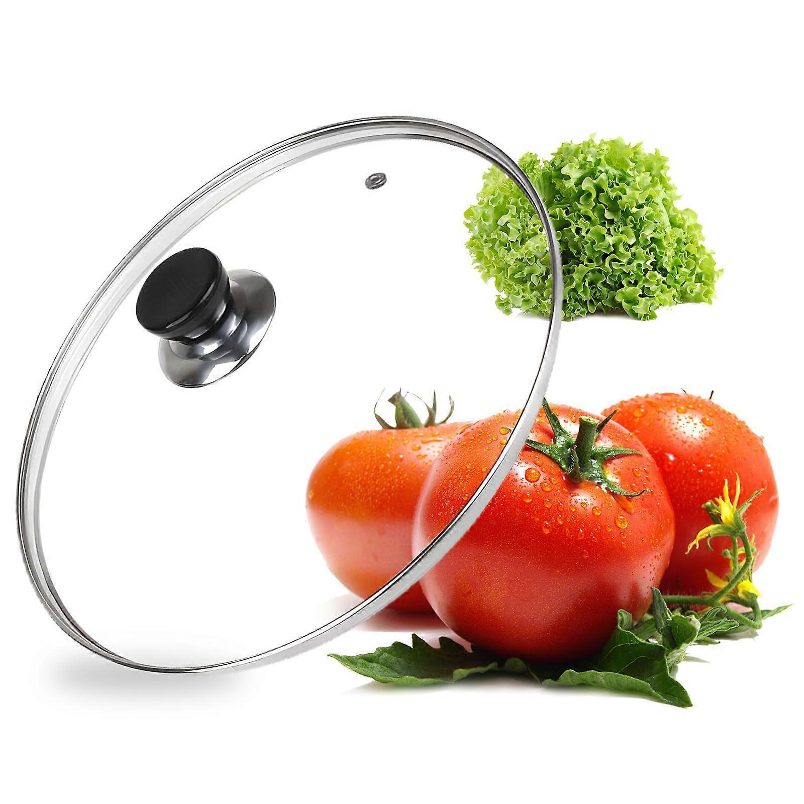 Universal Pot Lid 12 Inch Tempered Glass with Silicone CoolTouch Handle for Frying Pans and Skillets