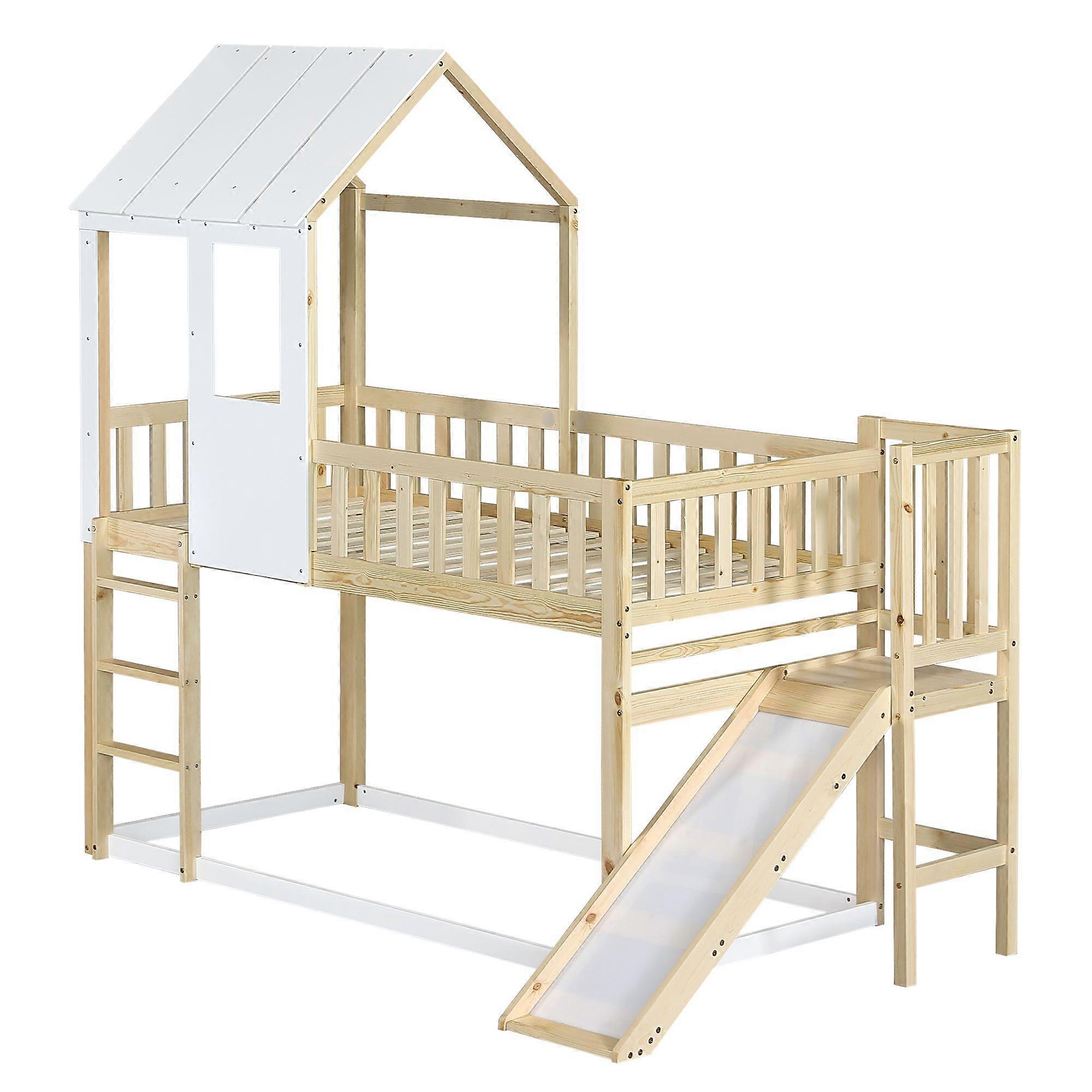 High Sleeper Wooden Bed with Slides and Underbed Storage