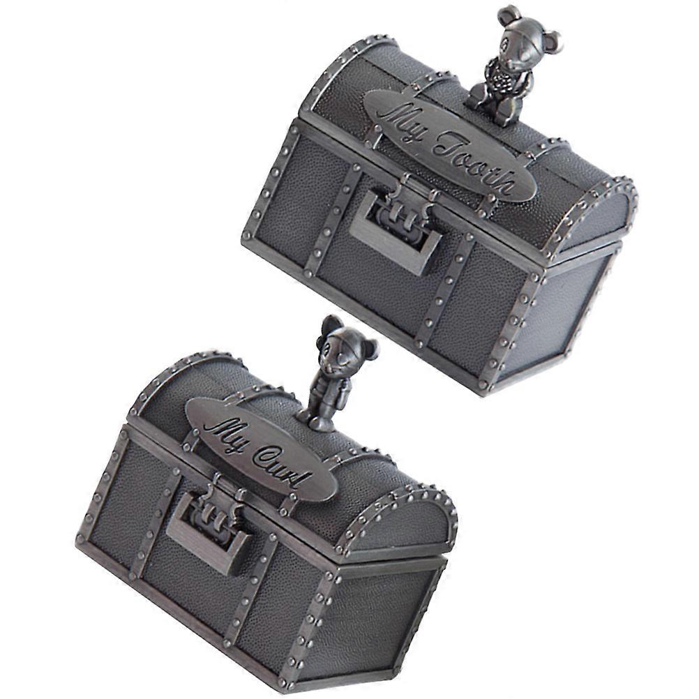 Baby Teeth Save Box Compact Alloy for Storage Use 2Pcs Organizer Set