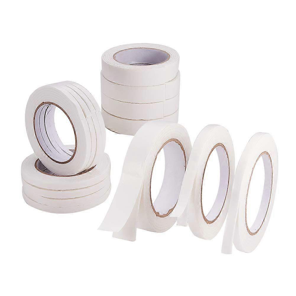15 Rolls Double Sided Foam Tape White PE Foam Tape Sponge Soft Waterproof Mounting Adhesive Tape Width 3/10 2/5 1/4 Inch Each Roll 6.56 Feet