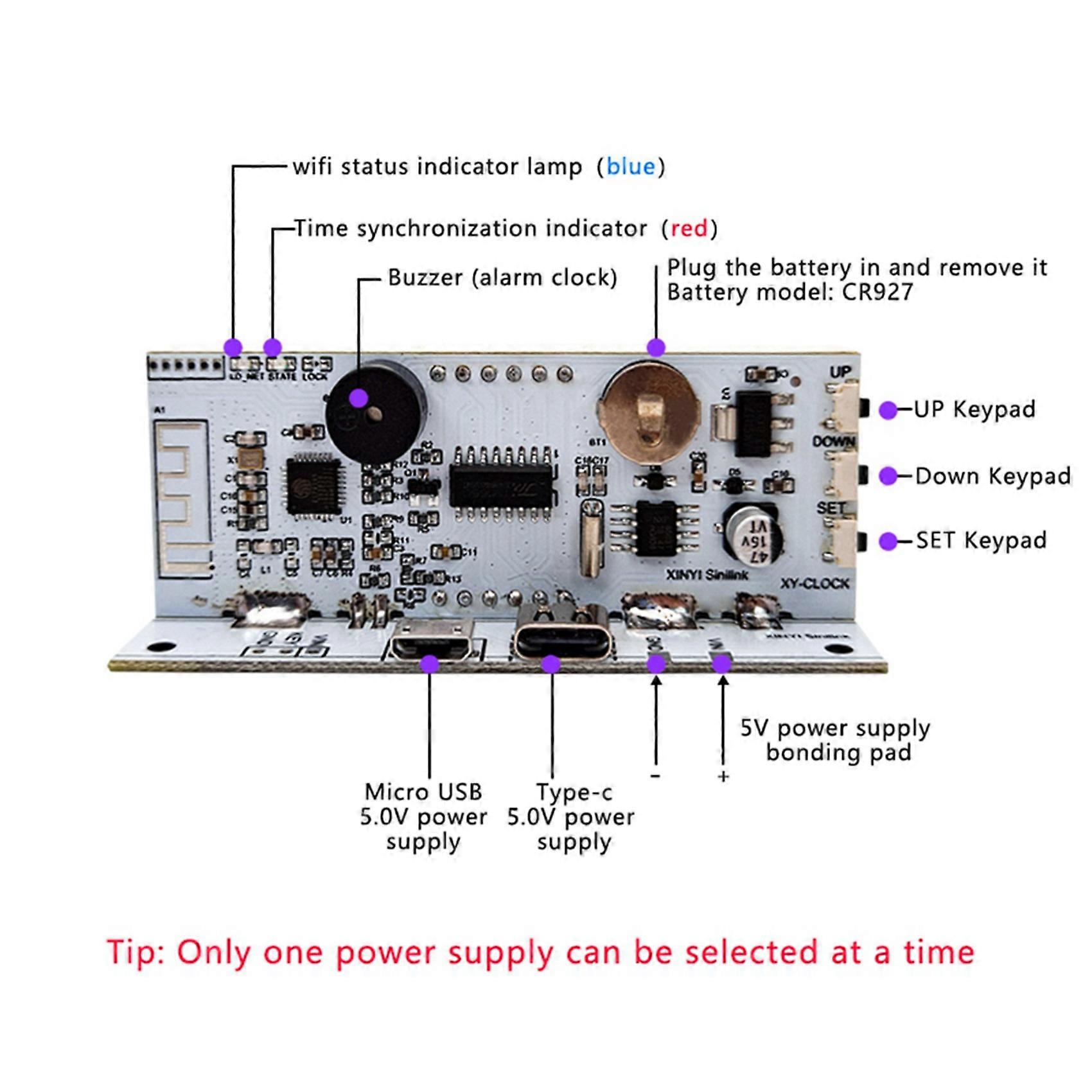 3X Wifi Time Service Clock Module Automatic Clock DIY Digital Electronic Clock Wireless Network Time Service White
