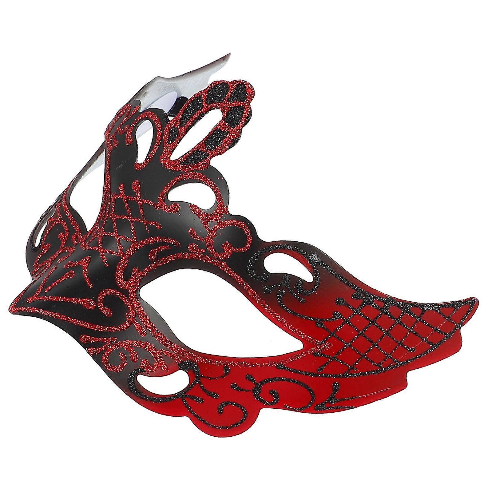 Dancing Party Mask Half Face Mask for Costume Props 2Pcs Red Plastic
