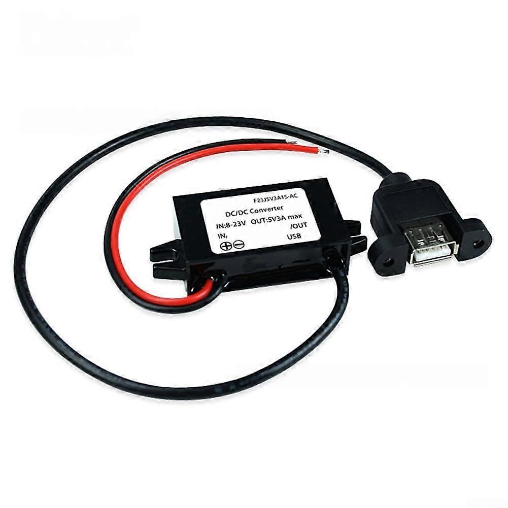 DC 12V to 5V 3A Step Down USB Converter Fast Charging Voltage Regulator for Car with Safety Protection