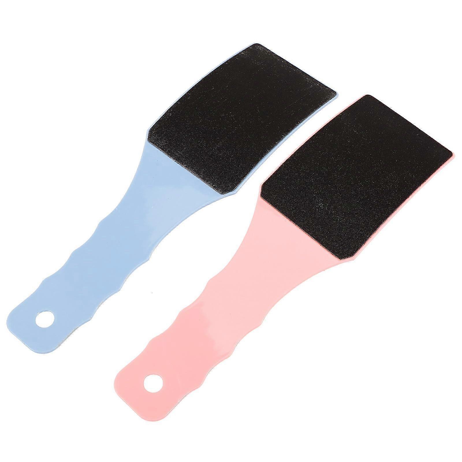 2pcs DoubleSided Foot File Callus Remover for Dead Skin Removal with Ergonomic Handle Blue and Pink