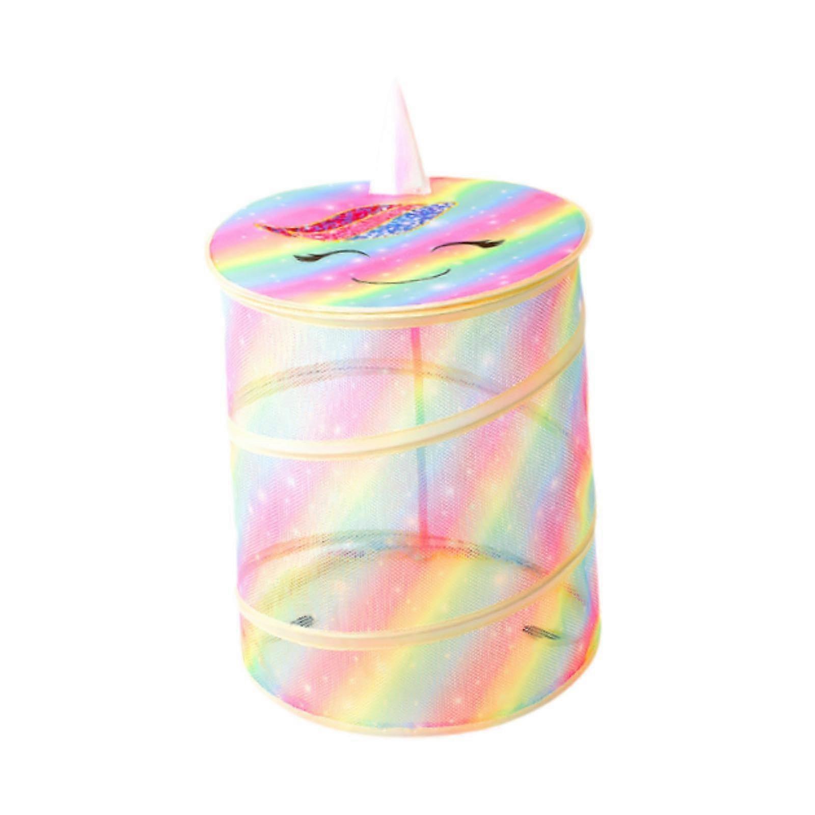 Foldable Toy Storage Basket with Lid Large Capacity Kids Laundry Hamper for Nursery