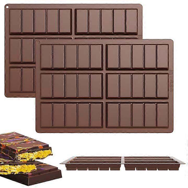 2 Pcs Large Silicone Chocolate Bar Mold Nonstick Easy Release Rectangular Shape Oven Safe