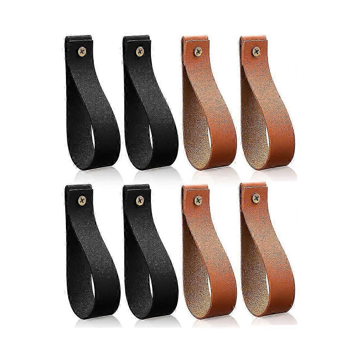 8Pcs PU Leather Wall Hooks (Curtain/Towel Holder)-JJ