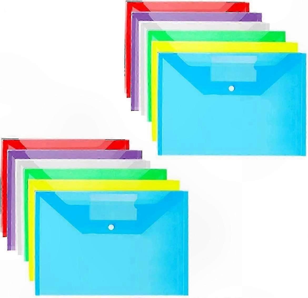 A4 Document Holders - 12 Pack Plastic Folders with Button Closure for Office and School Use