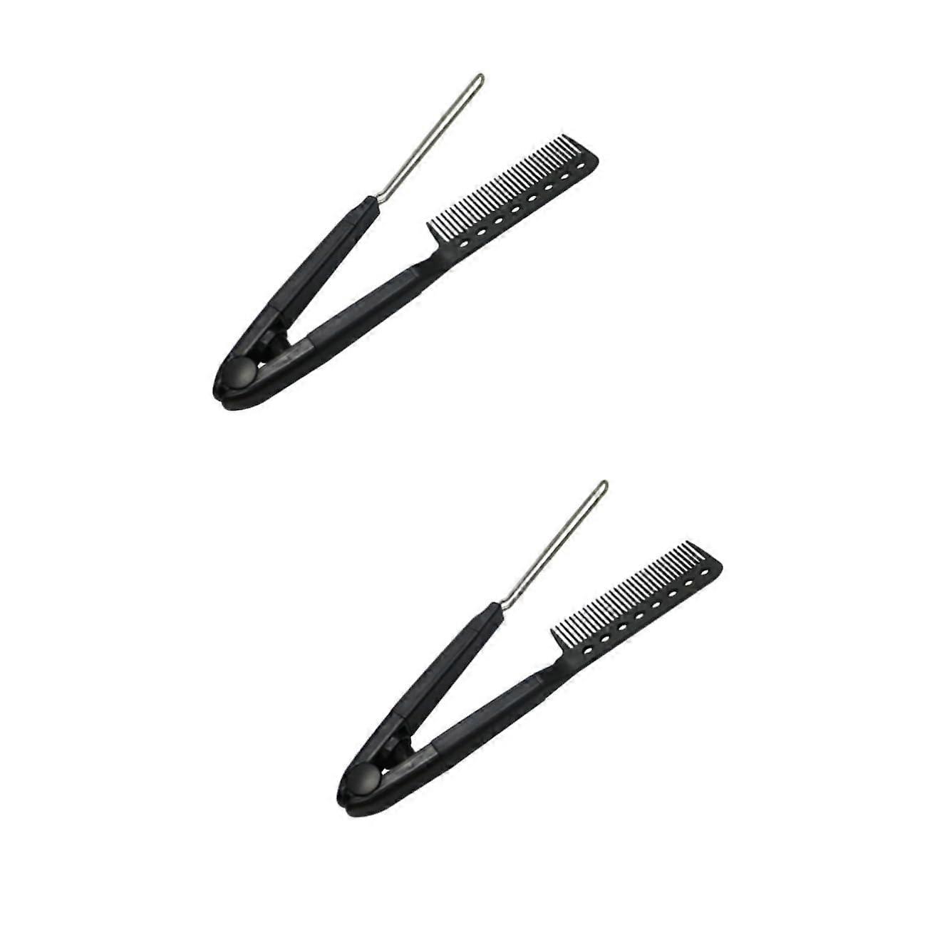 VShaped Hair Straightening Comb with Ergonomic Grip for Precise Styling, 2 Pcs Durable Set